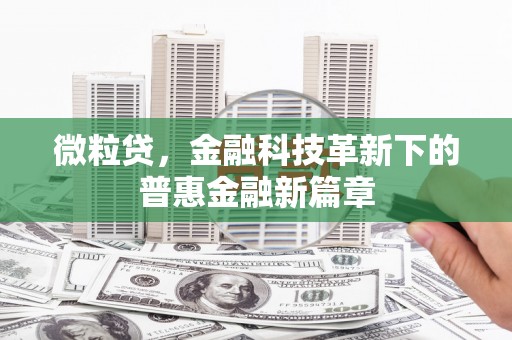 官渡微粒贷，金融科技革新下的普惠金融新篇章