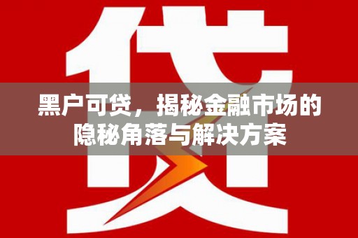武胜黑户可贷，揭秘金融市场的隐秘角落与解决方案