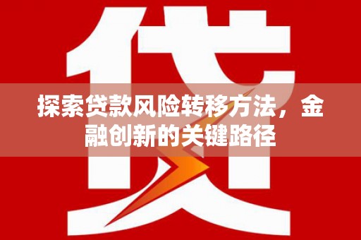 广元探索贷款风险转移方法，金融创新的关键路径
