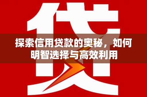 公馆探索信用贷款的奥秘，如何明智选择与高效利用